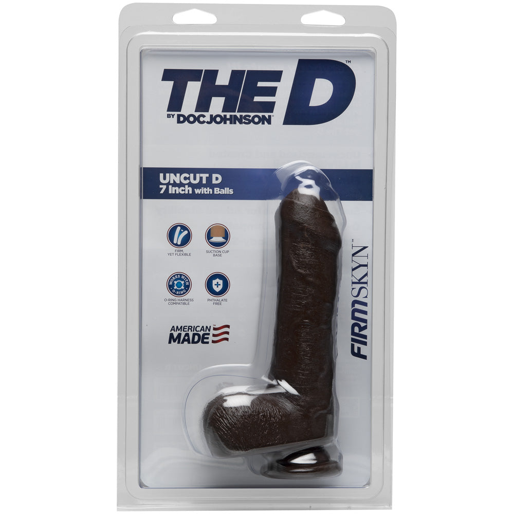 The D - Uncut D 7" With Balls Firmskyn Chocolate | 782421072810 | Discreet Personal Wellness