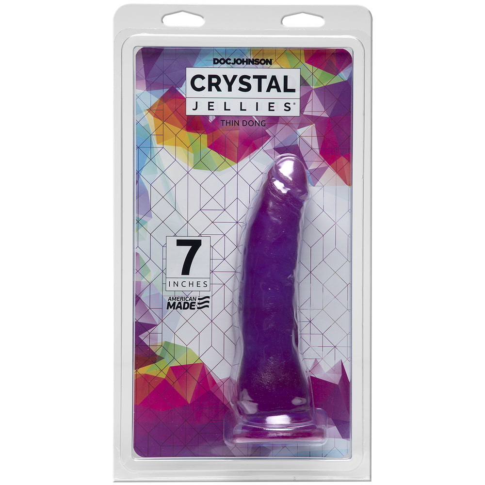 Crystal Jellies Thin Penis 7" Purple | 782421073190 | Discreet Personal Wellness