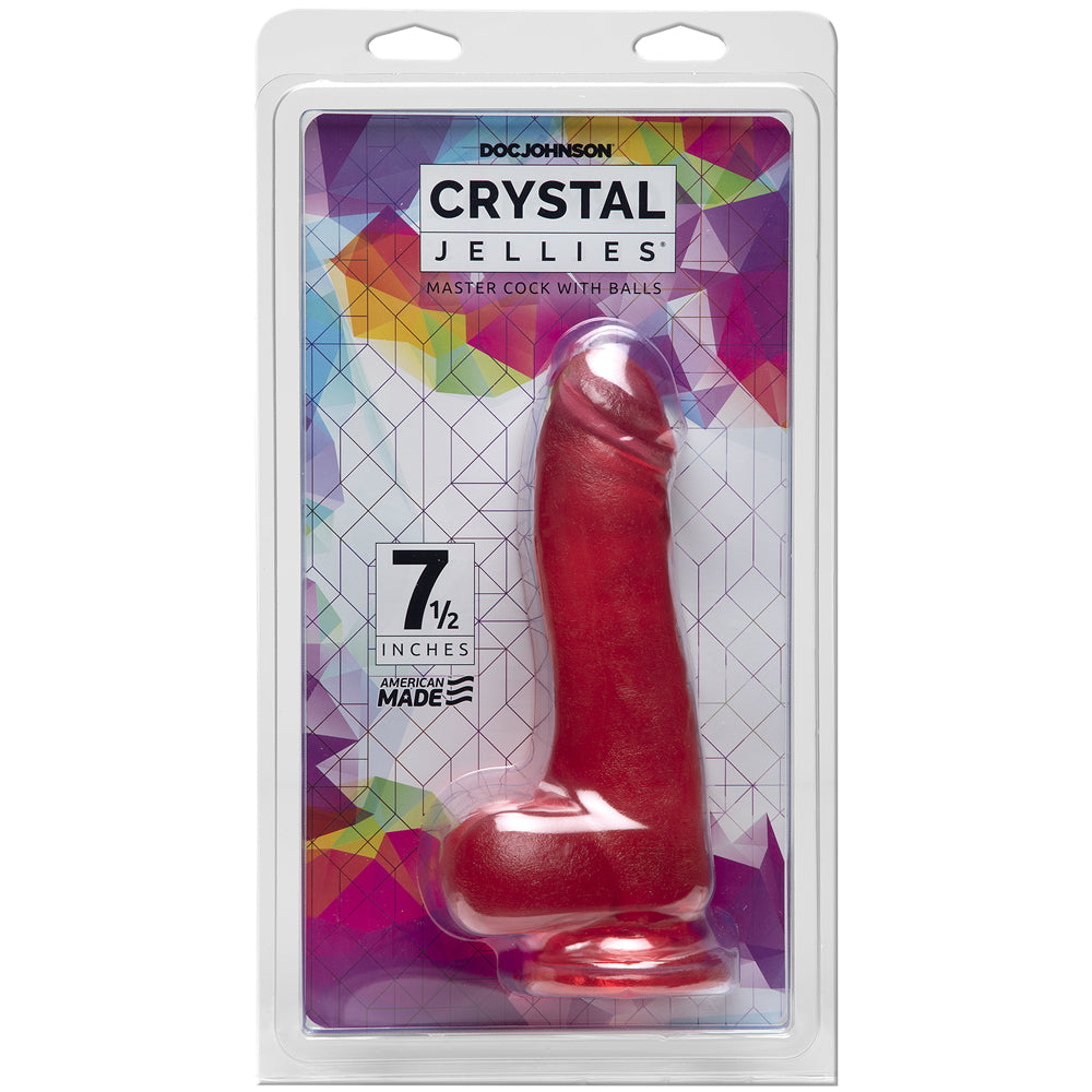 Crystal Jellies Master Penis With Balls 7.5" Pink | 782421073329 | Discreet Personal Wellness