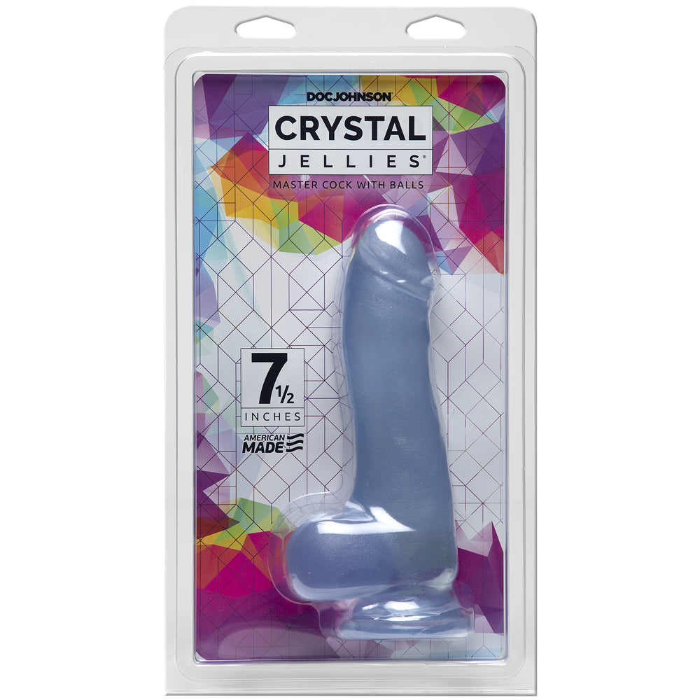 Crystal Jellies Master Penis With Balls 7.5" Clear | 782421073336 | Discreet Personal Wellness