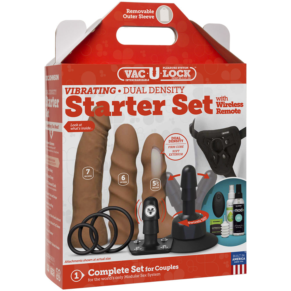 Vac-U-Lock Vibrating Dual Density Starter Set With Wireless Remote Caramel | 782421073510 | Discreet Personal Wellness