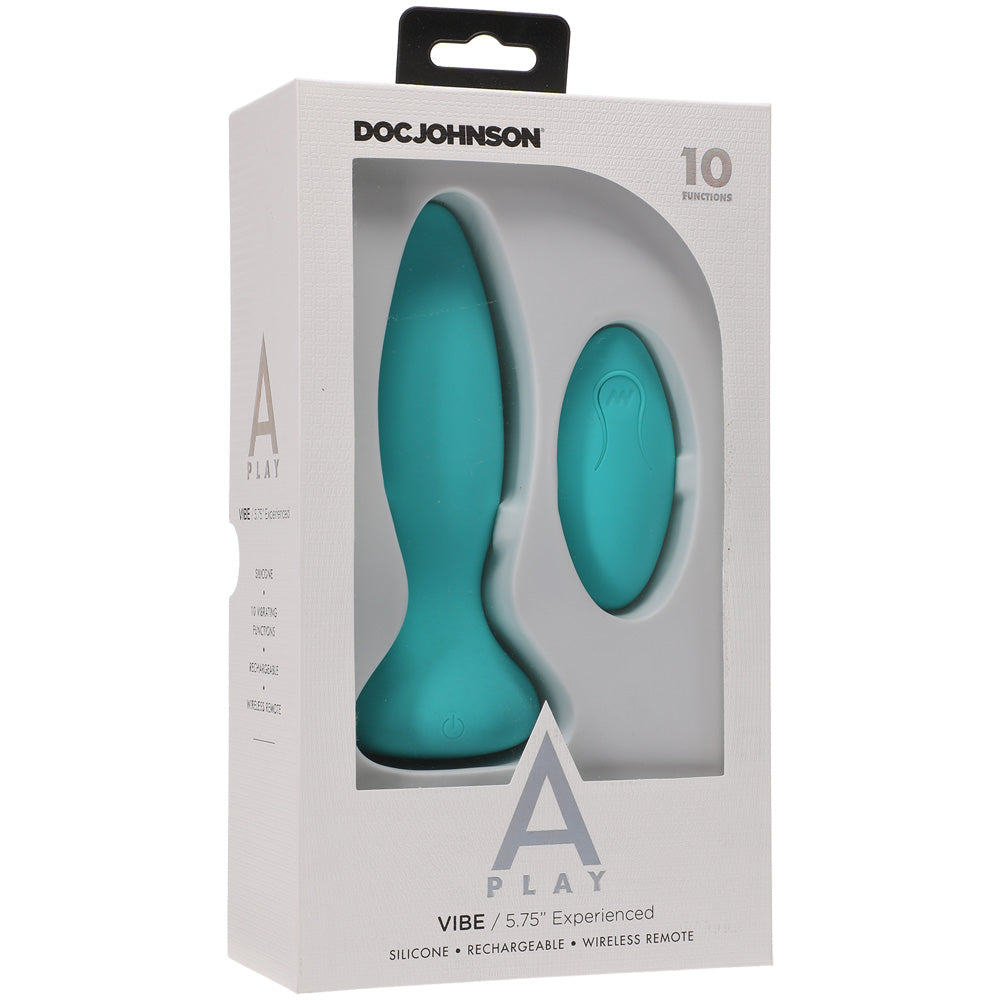 A-Play Vibe Experienced Rechargeable Silicone Anal Plug With Remote Teal | 782421075644 | Discreet Personal Wellness