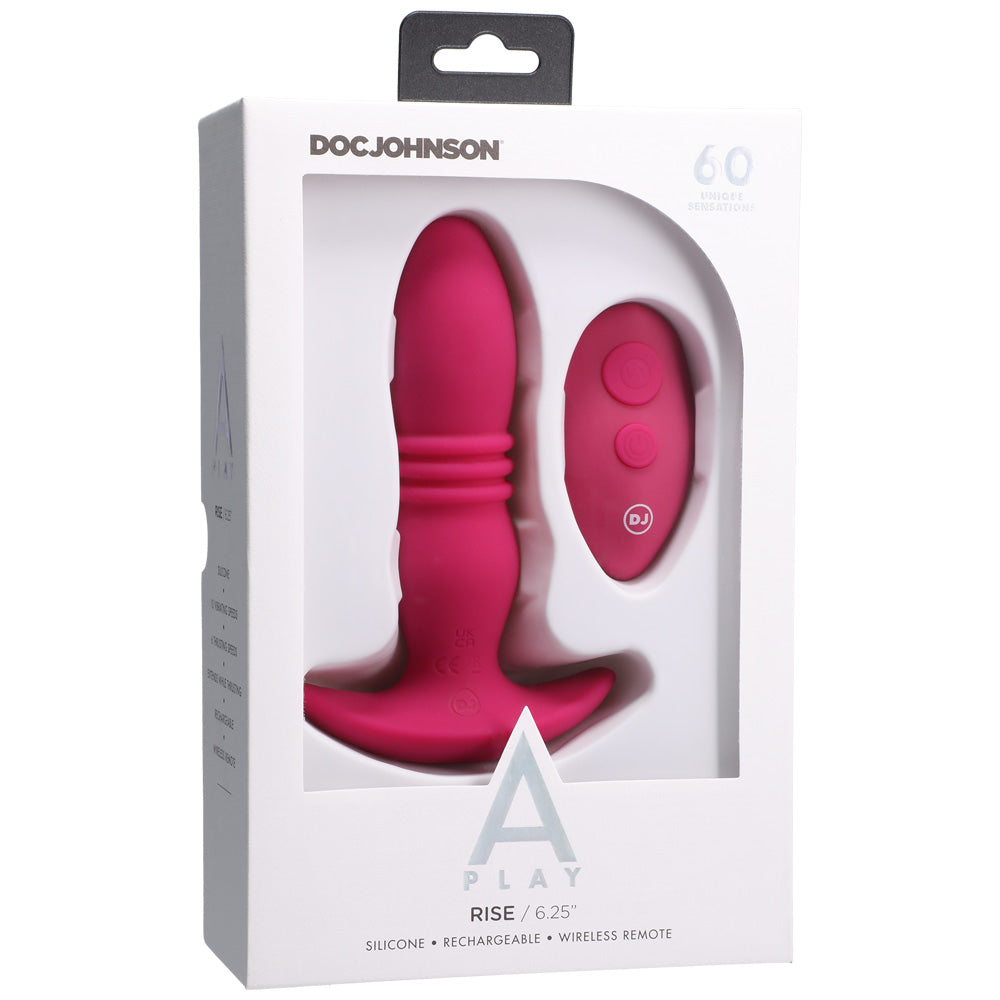 A-Play Rise Rechargeable Silicone Anal Plug With Remote Pink | 782421081270 | Discreet Personal Wellness