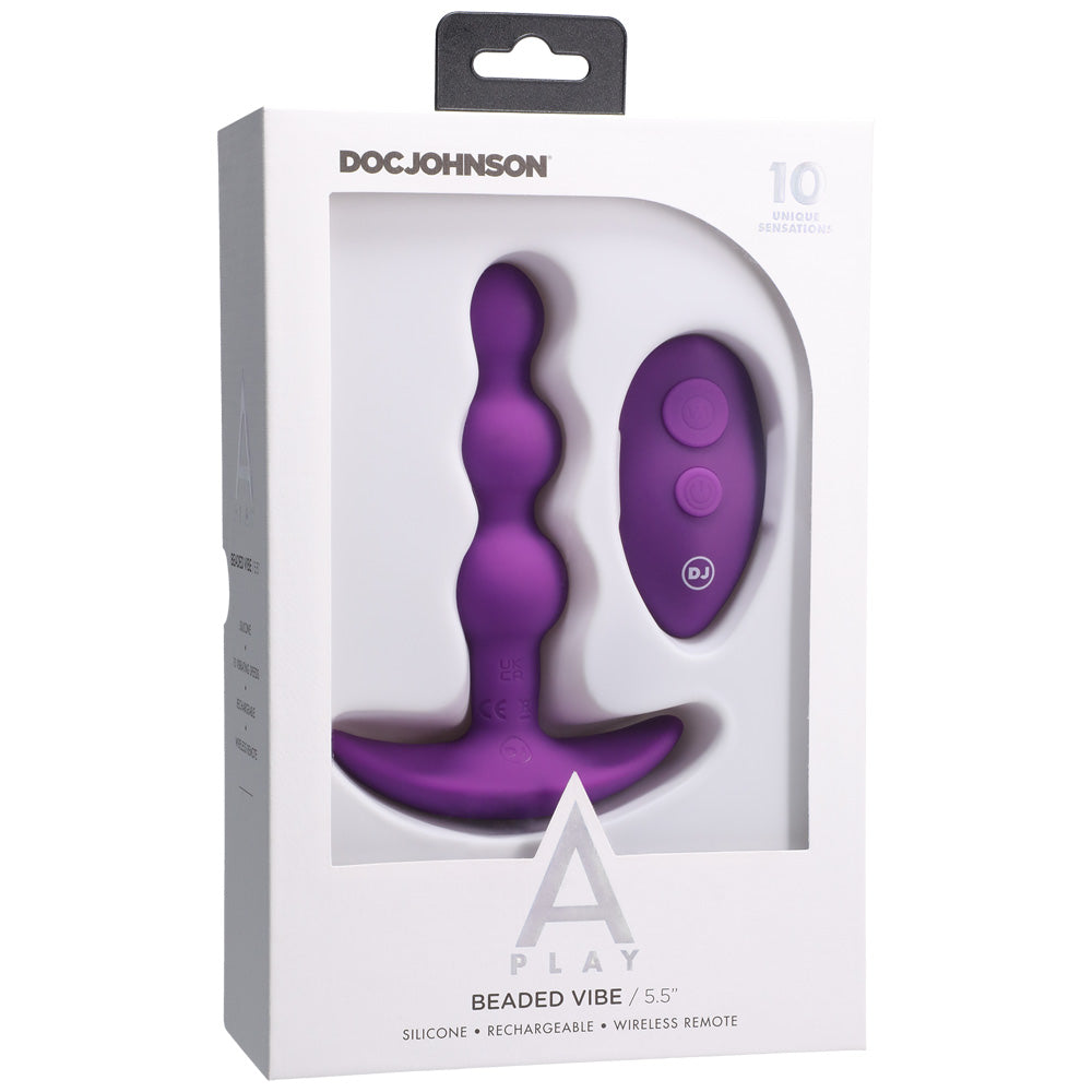 A-Play Beaded Vibe Rechargeable Silicone Anal Plug With Remote Purple | 782421081317 | Discreet Personal Wellness
