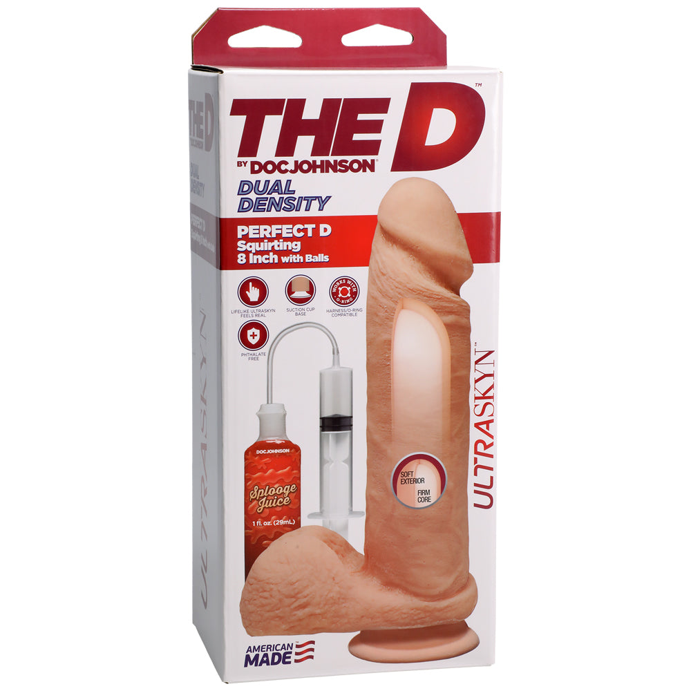 The D Perfect D Squirting 8" With Balls Vanilla | 782421083366 | Discreet Personal Wellness