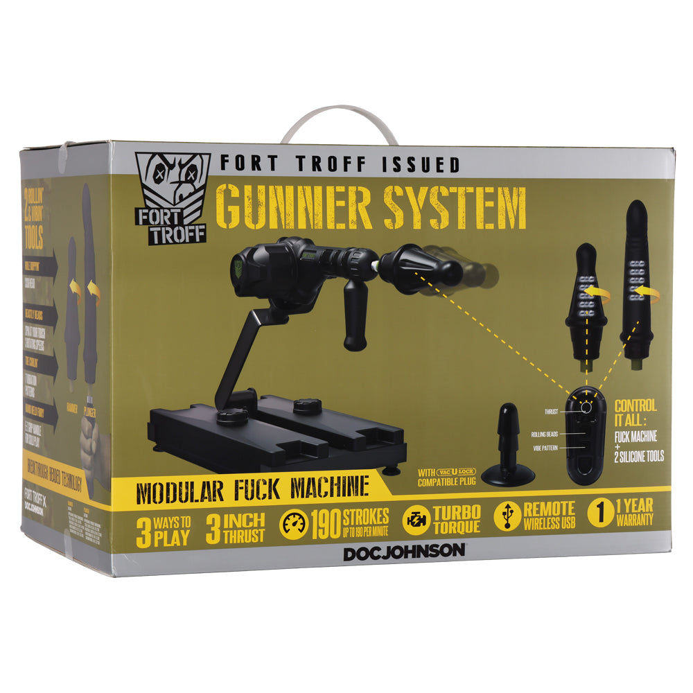 Fort Troff Gunner System 3-In-1 Modular F*ck Machine Black | 782421084486 | Discreet Personal Wellness