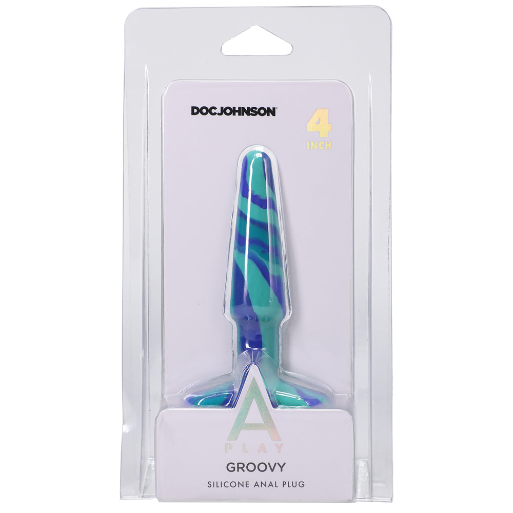 A-Play Groovy Silicone Anal Plug 4" Ocean | 782421086619 | Discreet Personal Wellness