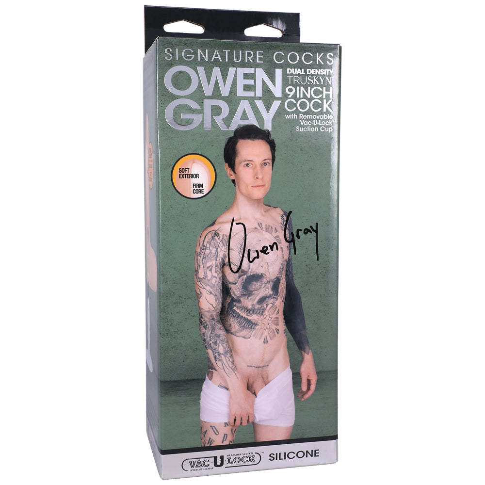 Signature Penis Owen Gray 9" Silicone Penis With Removable Vac-U-Lock Suction Cup Vanilla | 782421086671 | Discreet Personal Wellness