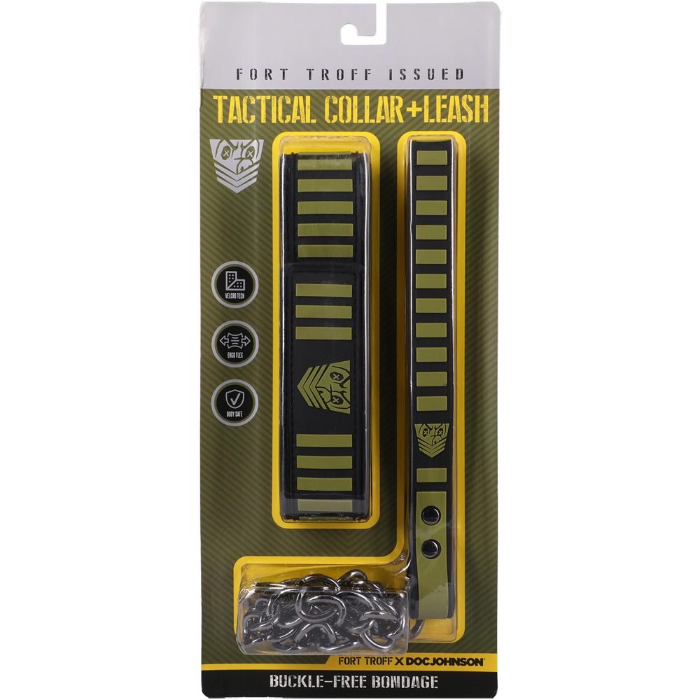 Fort Troff Tactical Collar & Leash Black/Green | 782421088163 | Discreet Personal Wellness