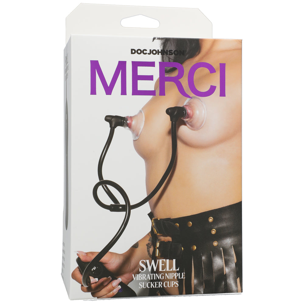 Merci Swell Auto Vibrating Nipple Sucker Cups Black, Violet | 782421089825 | Discreet Personal Wellness