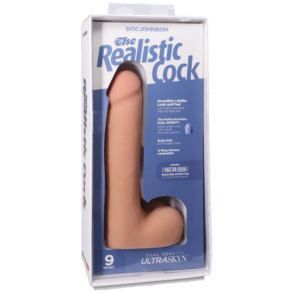 The Realistic Penis Ultraskyn 9" With Balls Vanilla | 782421091552 | Discreet Personal Wellness