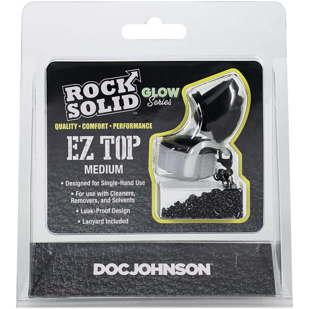 Rock Solid EZ Top Glow In The Dark Medium Black, Green Glow | 782421092047 | Discreet Personal Wellness