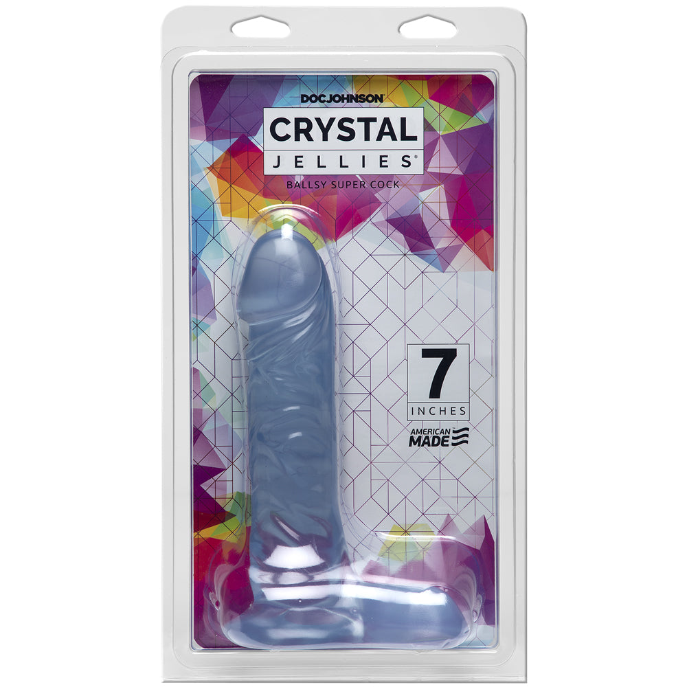 Crystal Jellies - 7" Ballsy Super Penis Clear | 782421124502 | Discreet Personal Wellness