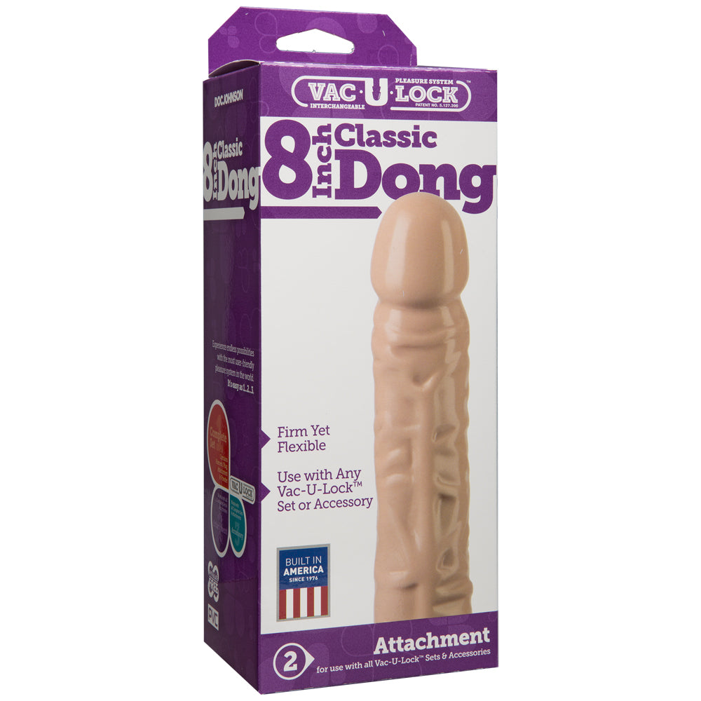 Vac-U-Lock - 8" Classic Penis Vanilla | 782421153403 | Discreet Personal Wellness