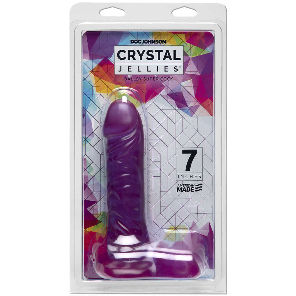 Crystal Jellies 7" Ballsy Super Penis Purple | 782421932213 | Discreet Personal Wellness