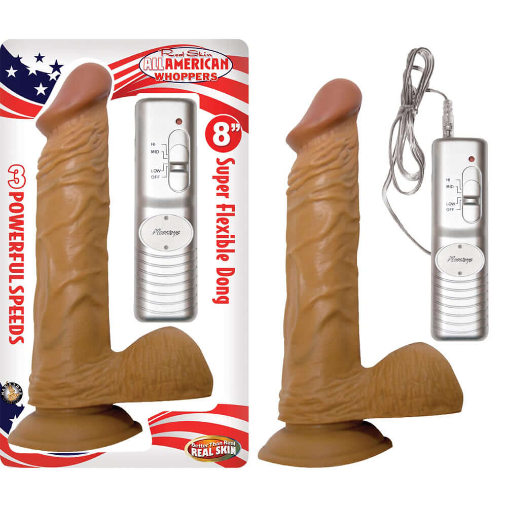 Latin American Whoppers 8" Vibrating Penis With Balls Latin | 782631230505 | Discreet Personal Wellness