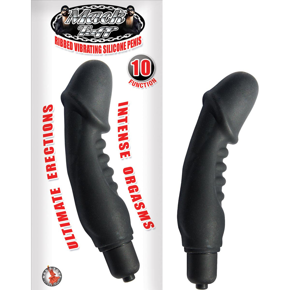 Mack Tuff Ribbed Vibrating Silicone Penis Black | 782631252200 | Discreet Personal Wellness
