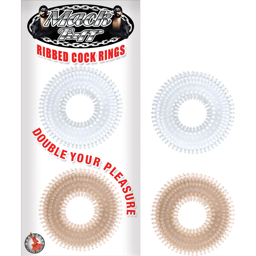 Mack Tuff Ribbed Penis Rings Clear / Smoke | 782631252606 | Discreet Personal Wellness