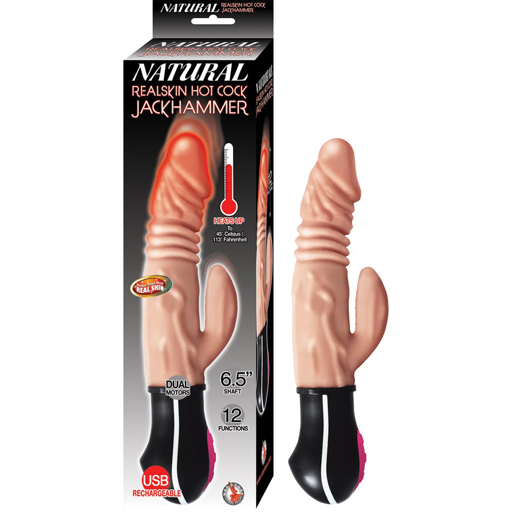 Natural Realskin Hot Penis Jackhammer White | 782631290806 | Discreet Personal Wellness