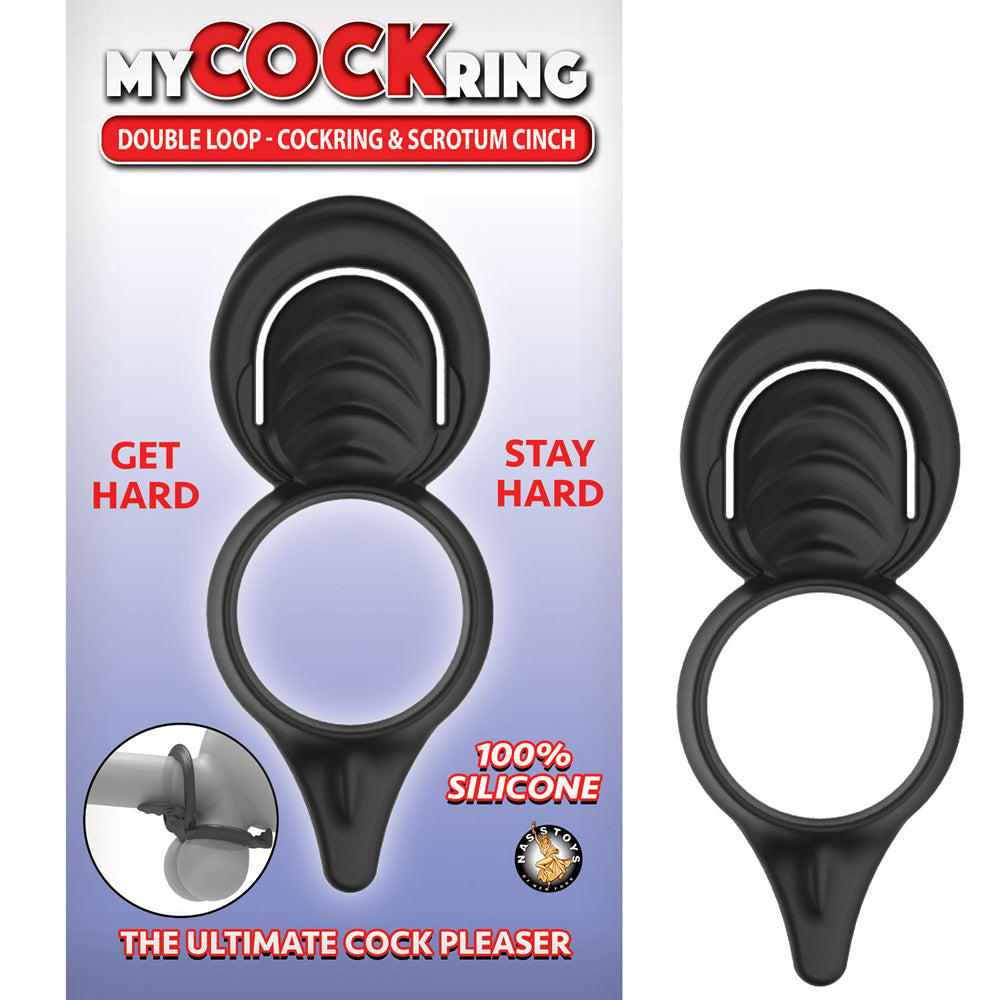 My Penisring Double Loop Penisring & Scrotum Cinch Black | 782631300604 | Discreet Personal Wellness