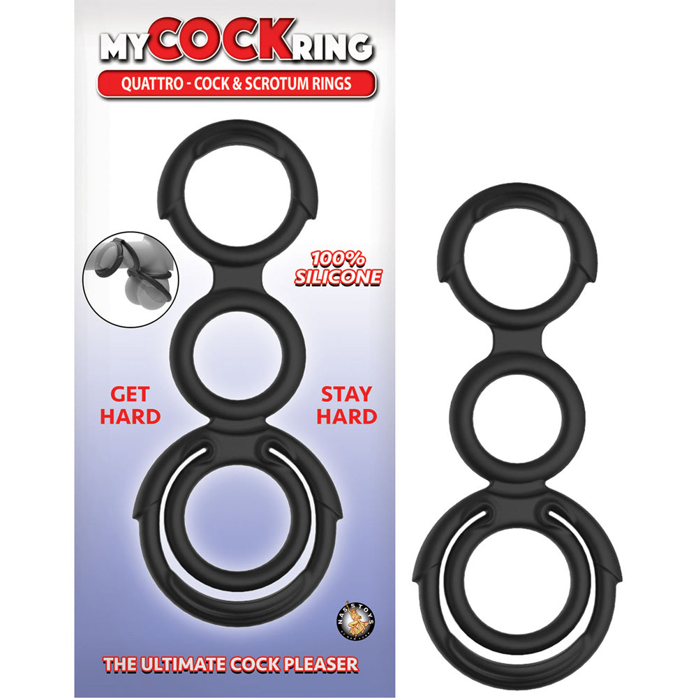 My Penisring Quattro Penis & Scrotum Rings Black | 782631300703 | Discreet Personal Wellness