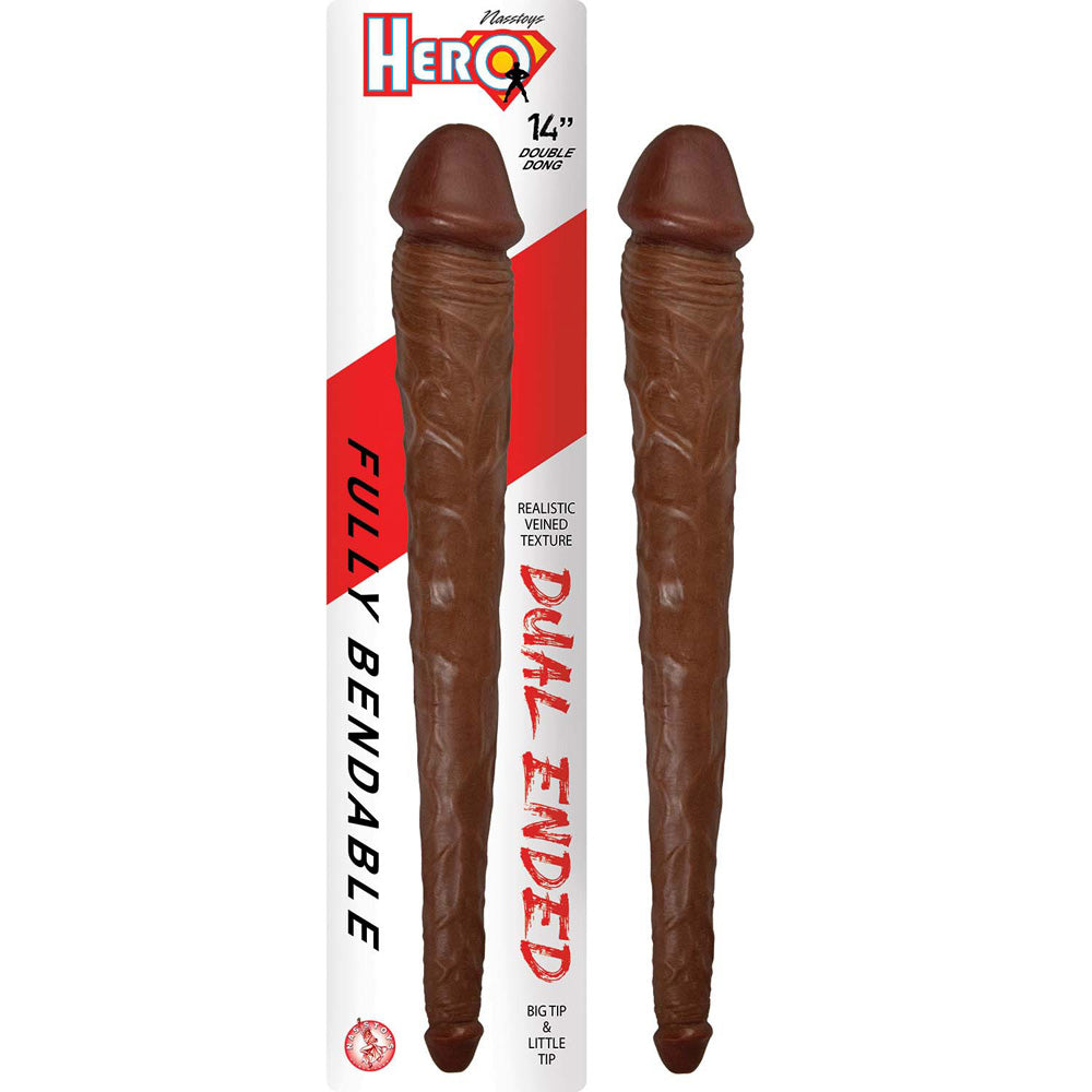 Hero 14" Double Penis Brown | 782631304329 | Discreet Personal Wellness