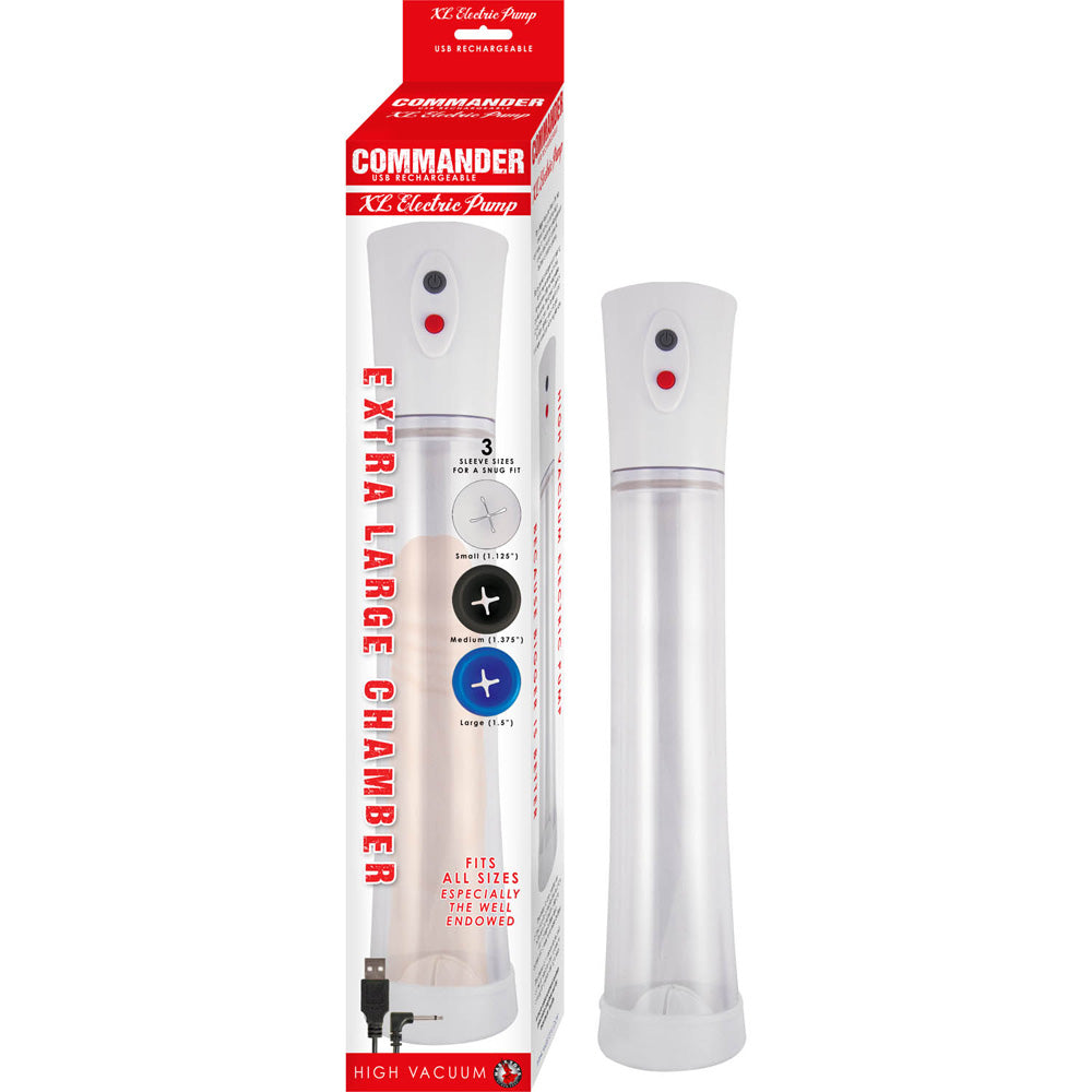 Commander Extra Large Electric Pump White | 782631304817 | Discreet Personal Wellness