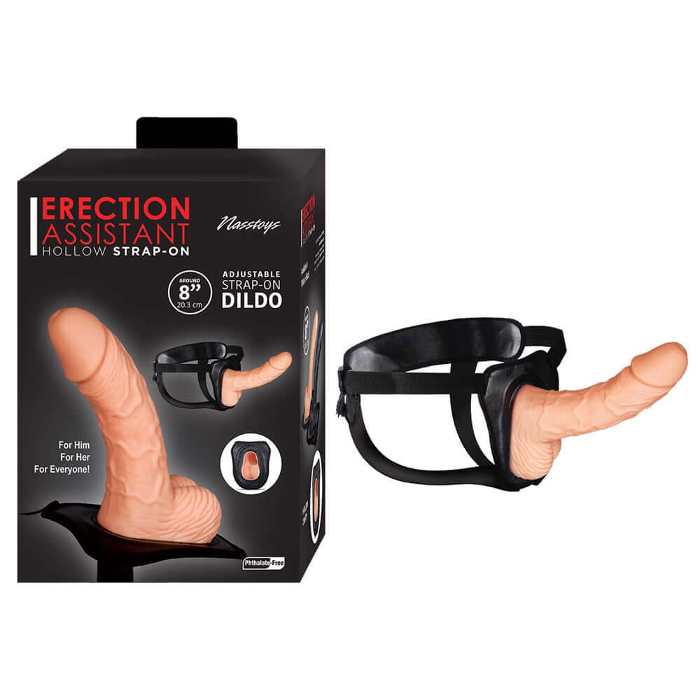 Erection Assistant Hollow Strap On 8'' White | 782631305418 | Discreet Personal Wellness