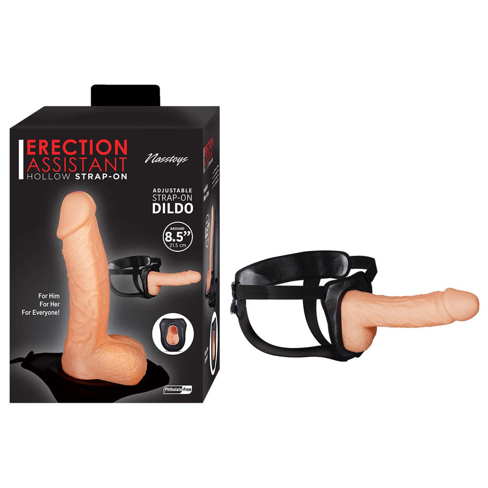 Erection Assistant Hollow Strap On 8.5'' White | 782631305517 | Discreet Personal Wellness