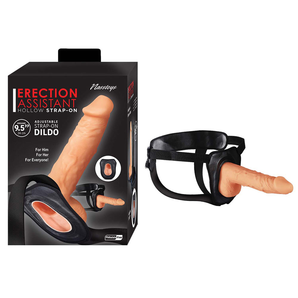 Erection Assistant Hollow Strap On 9.5'' White | 782631305616 | Discreet Personal Wellness