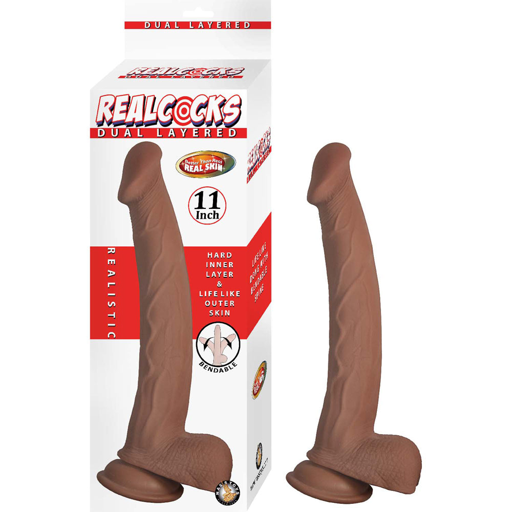 RealPenis Dual Layered 11'' Brown | 782631309423 | Discreet Personal Wellness