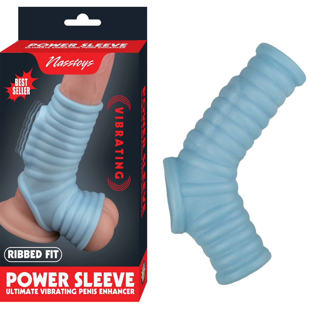 Vibrating Ribbed Sleeve Blue | 782631312621 | Discreet Personal Wellness