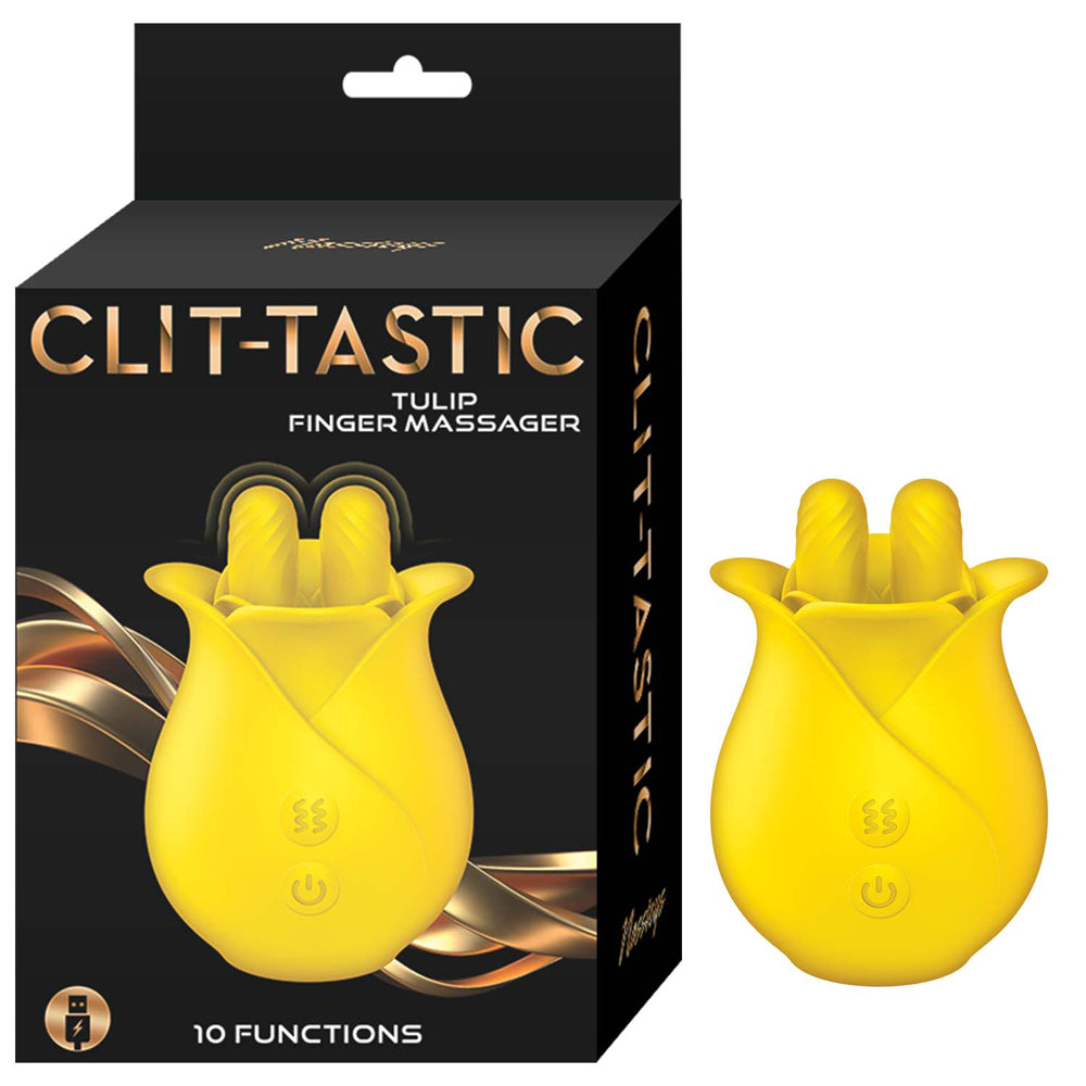 Clitoris-Tastic Tulip Finger Massager Yellow | 782631316223 | Discreet Personal Wellness