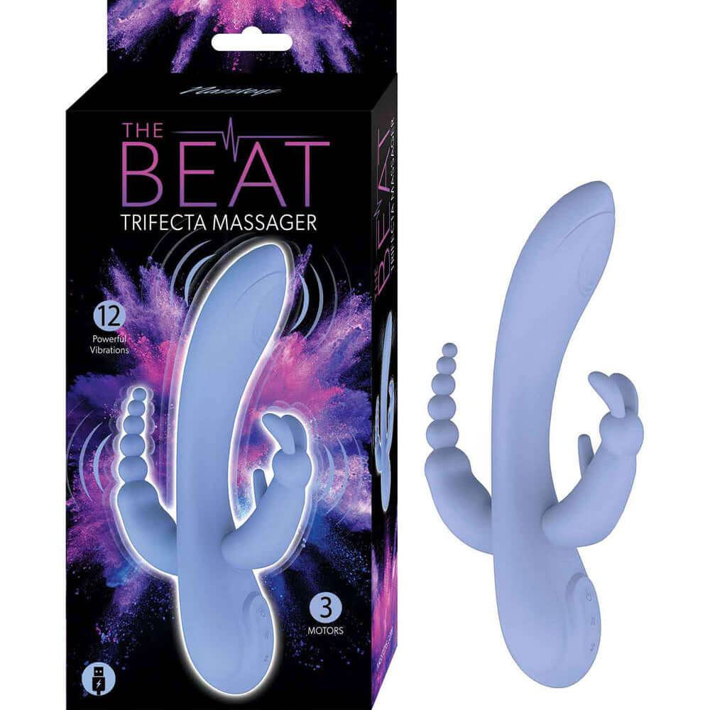 The Beat Trifecta Massager Violet | 782631319620 | Discreet Personal Wellness