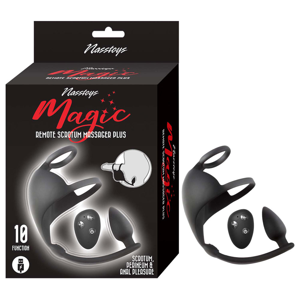 Magic Remote Scrotum Massager Plug Black | 782631321708 | Discreet Personal Wellness
