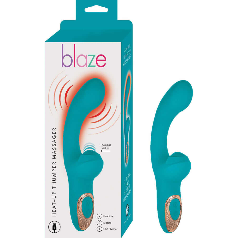 Blaze Heat-Up Thumper Massager Aqua | 782631322323 | Discreet Personal Wellness