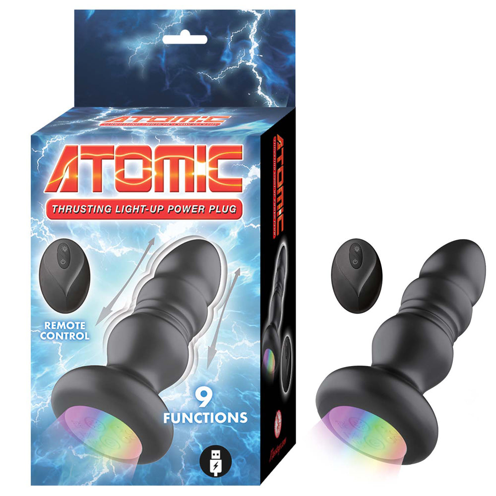Atomic Thrusting Light-Up Power Plug Black | 782631324105 | Discreet Personal Wellness