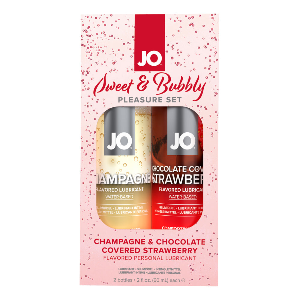 Jo Sweet & Bubbly Pleasure Set Champagne & Chocolate Covered Strawberry 2 oz. | 796494335062 | Discreet Personal Wellness