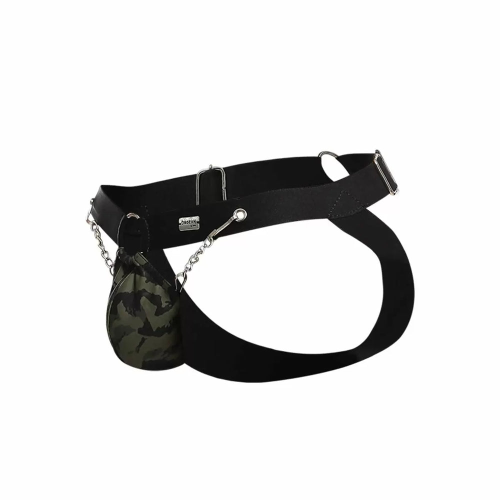 Dngeon Chain Jockstrap Army One Size | 804859876324 | Discreet Personal Wellness