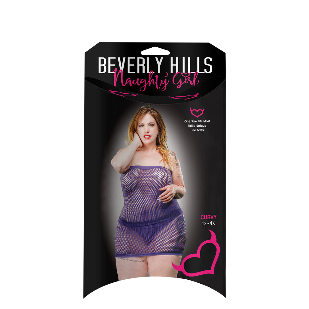 Ladies Naughty Lingerie All Over Mesh Tube Curvy Size Dress Violet | 809565038042 | Discreet Personal Wellness