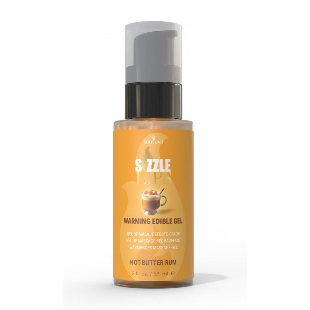 Sizzle Lips Warming Gel Butter Rum 2 oz. Bottle | 810002664137 | Discreet Personal Wellness