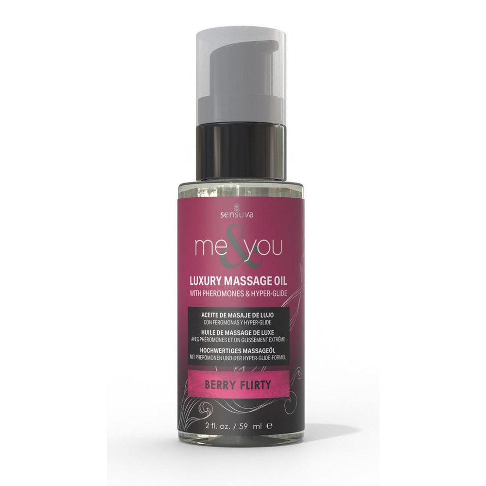 Me & You Massage Oil Berry Flirty 2 oz. Bottle | 810002664502 | Discreet Personal Wellness