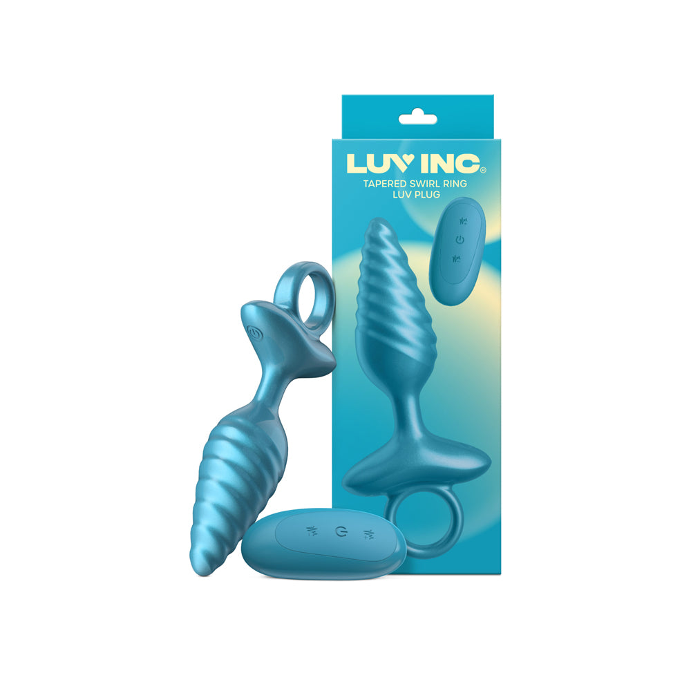 Tr59: Tapered Swirl Ring Luv Plug Metallic Blue | 810119283665 | Discreet Personal Wellness