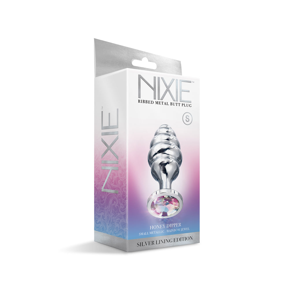 Nixie Ribbed Metal Butt Plug Honey Dipper Small | 810126930040 | Discreet Personal Wellness