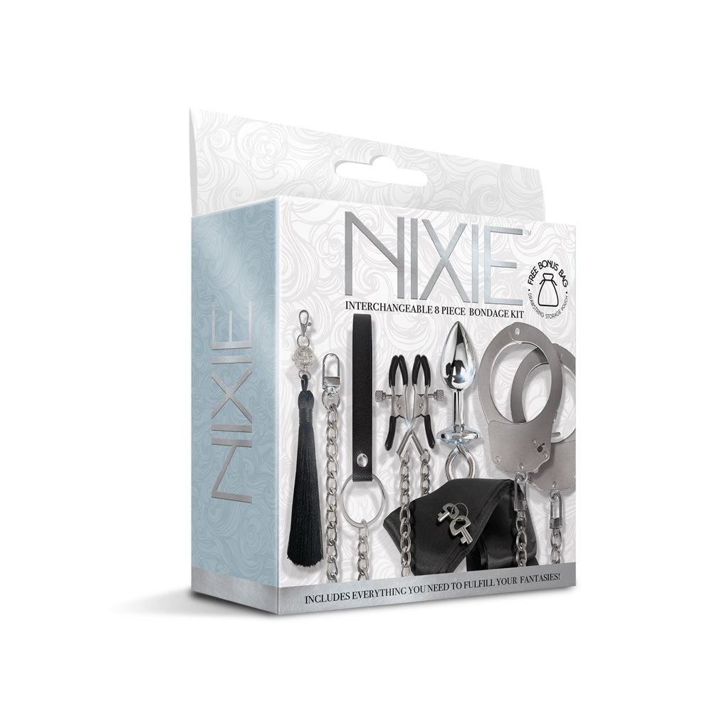 Nixie Interchangeable 8 Pc Bondage Kit Silver | 810126930071 | Discreet Personal Wellness