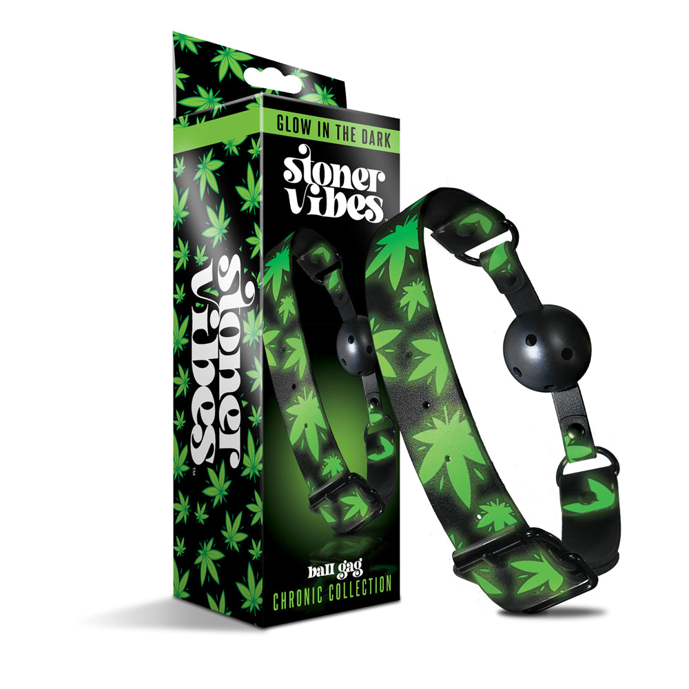 Stoner Vibes Chronic Collection Glow In The Dark Breathable Ball Gag | 810126930224 | Discreet Personal Wellness