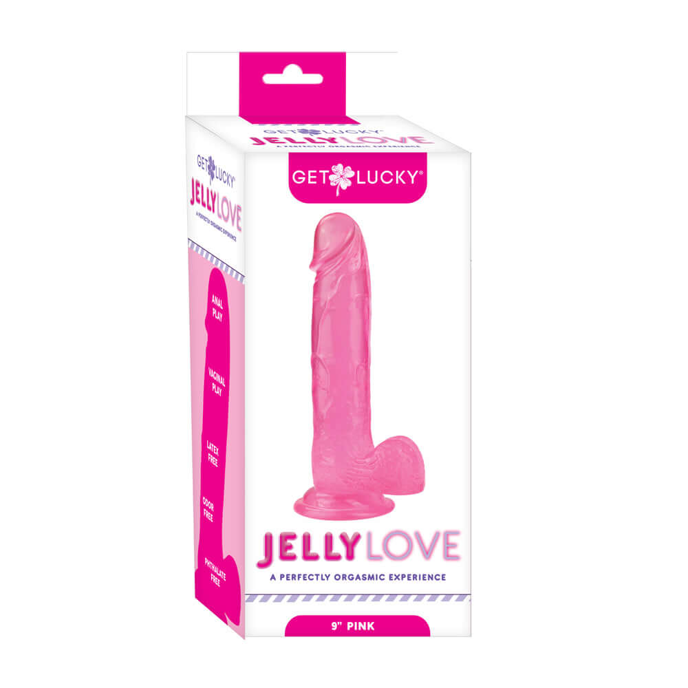 Get Lucky 9'' Jelly Penis Pink | 812024034431 | Discreet Personal Wellness