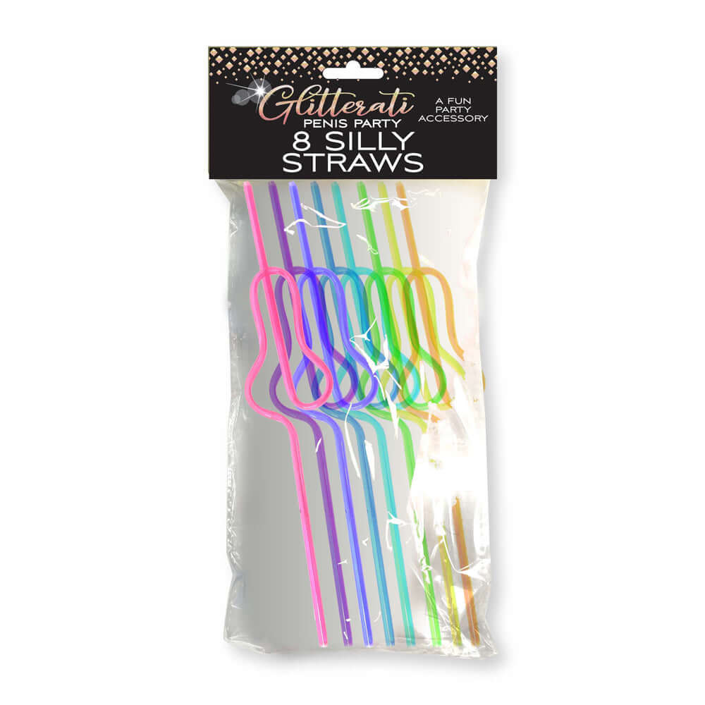 Glitterati Silly Penis Straws 8 Pack | 817717011034 | Discreet Personal Wellness