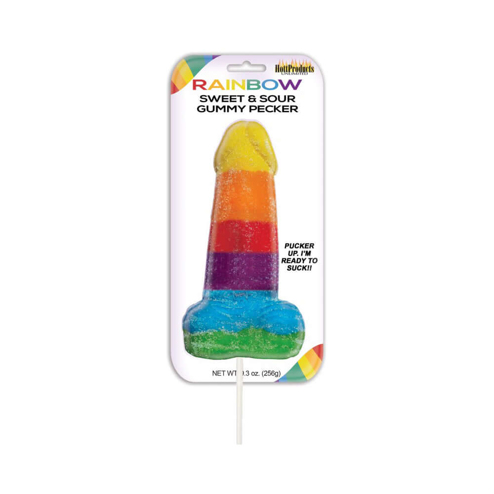 Sweet & Sour Jumbo Rainbow Gummy Penis Pop | 818631029761 | Discreet Personal Wellness