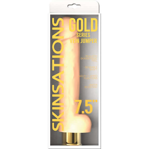 Skinsations Gold Series Vein Jumper 7.5" Vibrating Dildo | 818631031283 | Discreet Personal Wellness